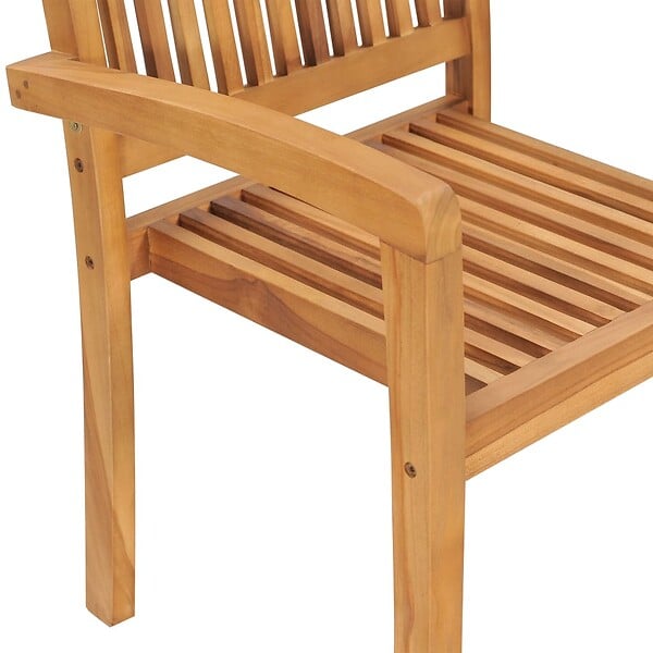 VIDAXL - vidaXL Chaises empilables à manger de jardin lot de 2 Bois teck solide - large