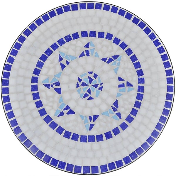 VIDAXL - vidaXL Table de bistro Bleu et blanc 60 cm Mosaïque - large