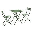 OVIALA - Table de jardin et 2 chaises acier 60 cm vert cactus - Rome - vignette