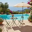OVIALA - Table de jardin et 2 chaises acier 60 cm vert cactus - Rome - vignette