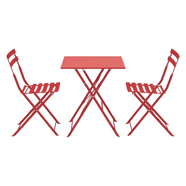 OVIALA - Table de jardin et 2 chaises acier rouge - Rome - large