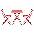 OVIALA - Table de jardin et 2 chaises acier rouge - Rome - vignette