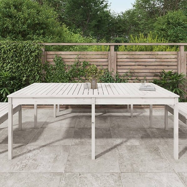 VIDAXL - vidaXL Table de jardin blanc 203,5x100x76 cm bois massif de pin - large