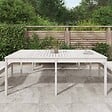VIDAXL - vidaXL Table de jardin blanc 203,5x100x76 cm bois massif de pin - vignette