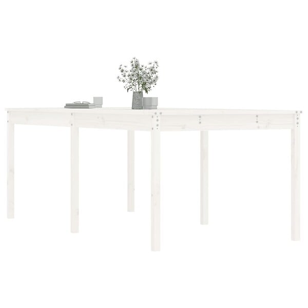 VIDAXL - vidaXL Table de jardin blanc 203,5x100x76 cm bois massif de pin - large