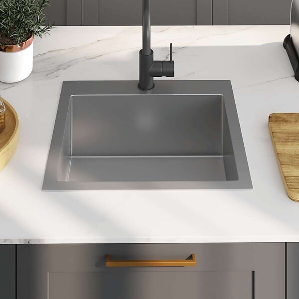 VIDAXL - vidaXL Évier de cuisine fait main Acier inoxydable - large