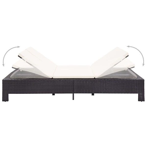 VIDAXL - vidaXL Transat à 2 places avec coussin Noir Résine tressée - large