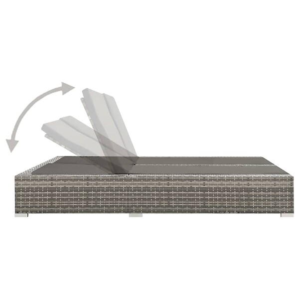 VIDAXL - vidaXL Chaise longue double Résine tressée Gris - large