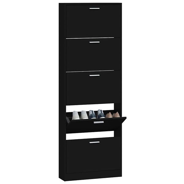 VIDAXL - vidaXL Armoire à  chaussures Noir 59x17x169 cm Bois d'ingénierie - large