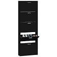 VIDAXL - vidaXL Armoire à  chaussures Noir 59x17x169 cm Bois d'ingénierie - vignette