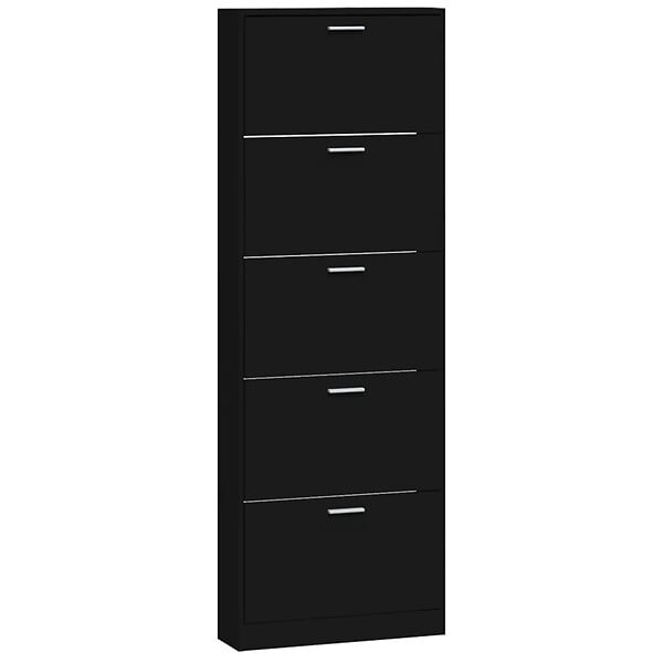 VIDAXL - vidaXL Armoire à  chaussures Noir 59x17x169 cm Bois d'ingénierie - large