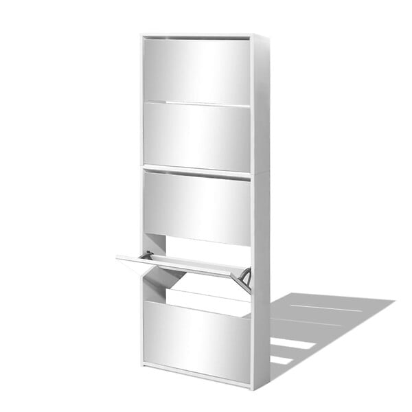 VIDAXL - vidaXL Meuble à  chaussures 5 étagères et miroir 63x17x169,5 cm Blanc - large