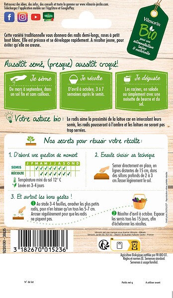 VILMORIN - Radis de 18 Jours Bio GM Vilmorin - large
