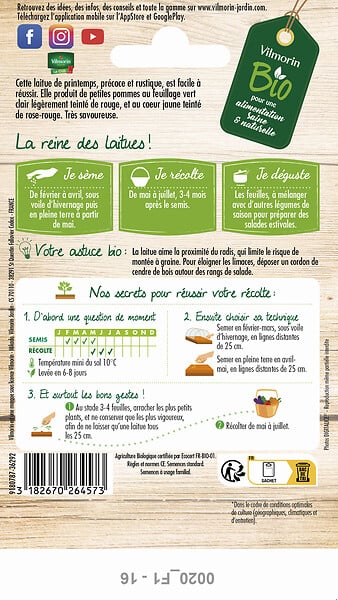 VILMORIN - Laitue May Queen bio - large