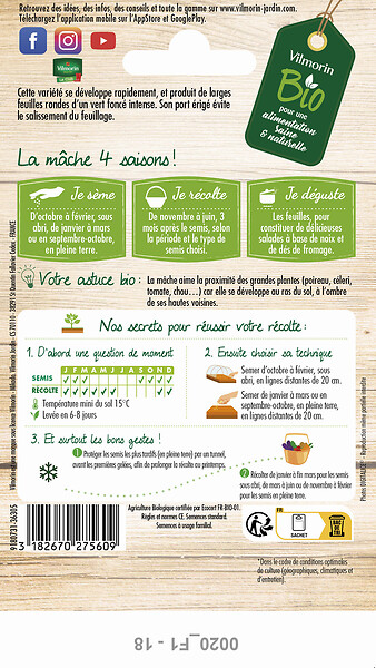 VILMORIN - Mâche baron bio - large