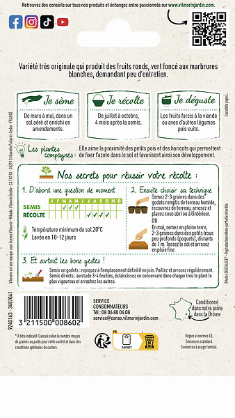 VILMORIN - Courgette de Nice à fruit rond - large