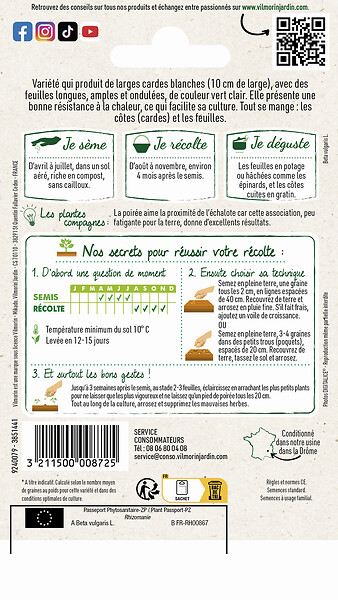 VILMORIN - Poirée blonde à carde blanche 2 Blonde de Lyon - large