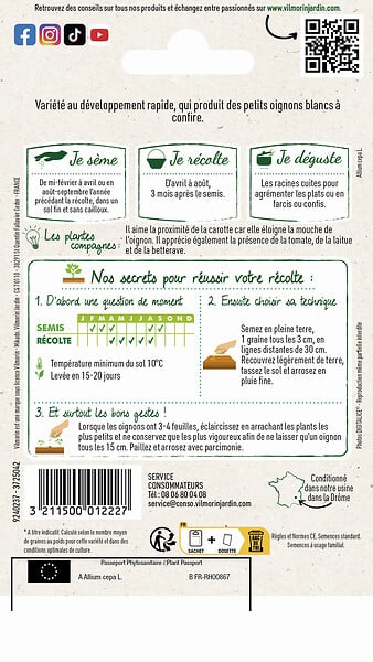 VILMORIN - Oignon blanc premier - large