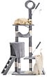 VOUNOT - Arbre a chat 155cm multi niveaux Griffoir et niche Gris - vignette