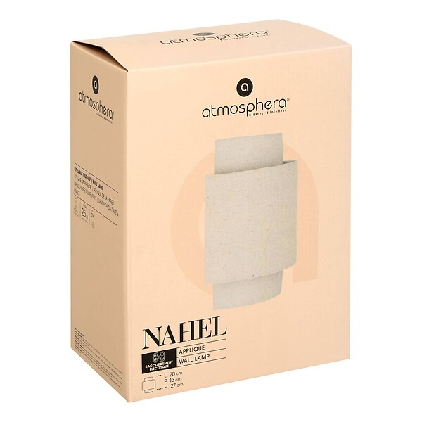 ATMOSPHERA - Applique murale Nahel en lin beige 20x13cm - large