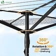 VOUNOT - Etendoir a Linge Exterieur Rotatif avec housse de protection et Surface etendage 50m Noir - vignette