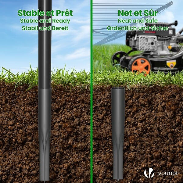 VOUNOT - Etendoir a Linge Exterieur Rotatif avec housse de protection et Surface etendage 45m Noir - large