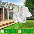 VOUNOT - Etendoir a Linge Exterieur Rotatif avec housse de protection et Surface etendage 45m Argent Vert - vignette