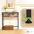 VOUNOT - Console table 2 niveaux style industriel en metal et MDF 80x24x80 cm Marron - vignette