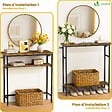VOUNOT - Console table 2 niveaux style industriel en metal et MDF 80x24x80 cm Marron - vignette