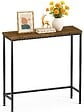 VOUNOT - Console table style industriel en metal et MDF 75x24x75 cm Marron - vignette
