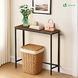 VOUNOT - Console table style industriel en metal et MDF 75x24x75 cm Marron - vignette