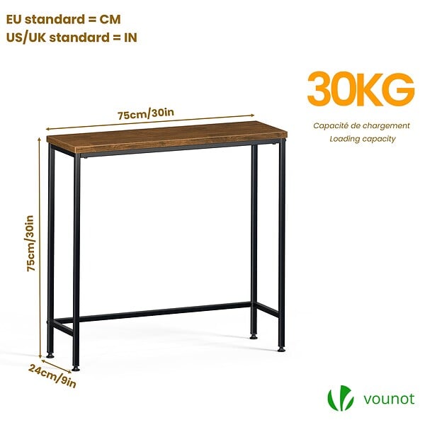 VOUNOT - Console table style industriel en metal et MDF 75x24x75 cm Marron - large