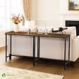 VOUNOT - Console table style industriel en metal et MDF 75x24x75 cm Marron - vignette