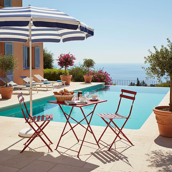 OVIALA - Lot de 2 chaises pliantes en acier pourpre - Rome - large