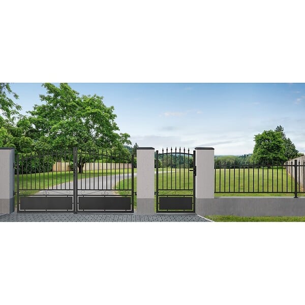 EASY CLOTURE - Poteau aluminium tradition style ferronnerie sur platine universel pour portail et portillon chapeau inclus H1.86 m Noir - large