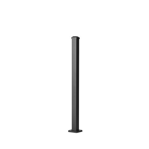 EASY CLOTURE - Poteau aluminium tradition style ferronnerie sur platine avec chapeau H 86.5 cm Noir - large