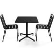OVIALA - Ensemble table 70 cm et 2 chaises de jardin en métal noir - Palavas - vignette