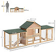 PAWHUT - Clapier cage à lapins rongeurs XXL 2 étages toit bitumé intégral tiroir déjection 2,10L x 0,46l x 0,85H m bois massif pin pré-huilé - vignette