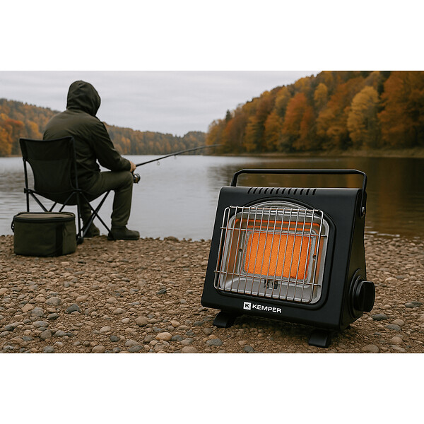 KEMPER - Chauffage à gaz portable Piezo 1700W Systèmes Sécurité intégrés + 8 Cartouches de gaz Butane Autonomie 2h30 KEMPER - large