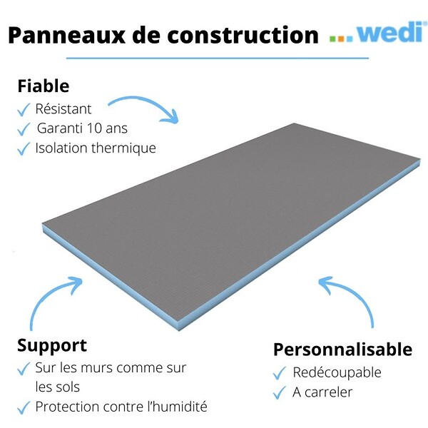 WEDI - Panneau de construction 250 x 60 x 8 cm - large