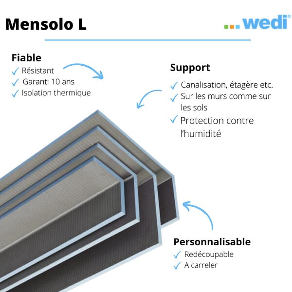 WEDI - Coffre d'habillage WEDI Mensolo L - 2500 x 200 x 200mm - large