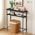 VOUNOT - Console table 2 niveaux style industriel en metal et MDF 80x24x80 cm Noir - vignette