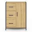 ID MARKET - Commode de rangement salle de bain DETROIT 3 tiroirs 1 placard design industriel - vignette