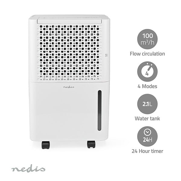 NEDIS - Déshumidificateur 10L/jour Extraction humidité 4 modes Déshumidification, Auto, Séchage du linge, Ventilation 100 m³/h NEDIS - large
