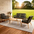 CONCEPT USINE - Salon de jardin 4 places en bois avec 2 tables gris anthracite et bois ROSARIO - vignette