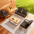 CONCEPT USINE - Salon de jardin 4 places en bois avec 2 tables gris anthracite et bois ROSARIO - vignette