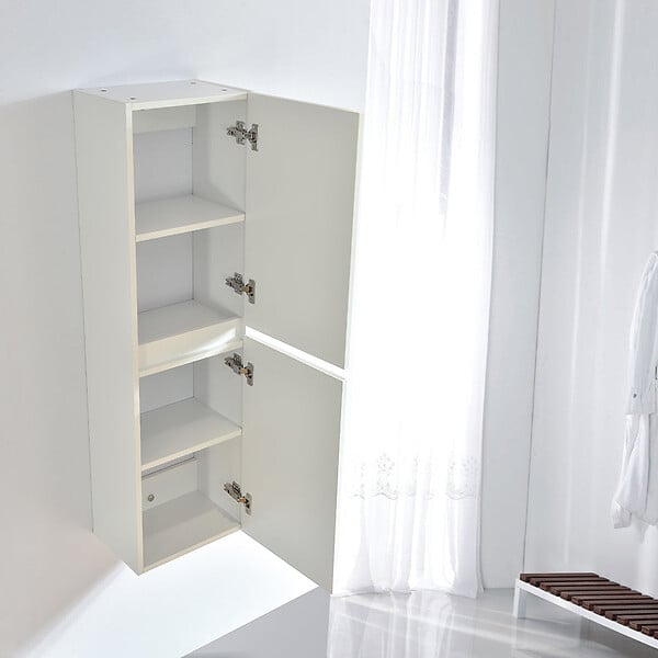 STANO - Grande armoire de rangement LINEA hauteur 120 cm mélaminé blanc 35 cm - large