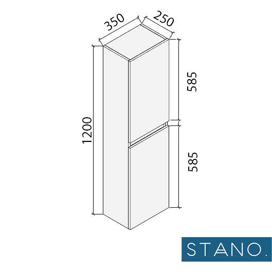 STANO - Grande armoire de rangement LINEA hauteur 120 cm mélaminé blanc 35 cm - large