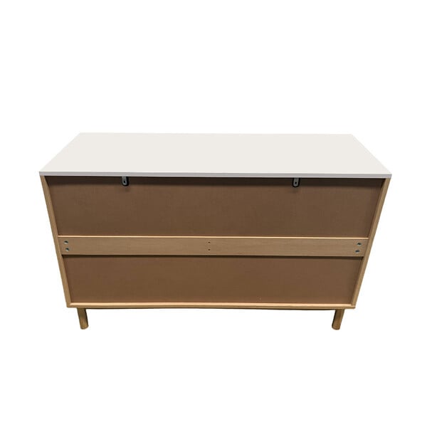 CONCEPT USINE - Buffet 6 tiroirs aspect bois rainuré et blanc 120cm BROX - large