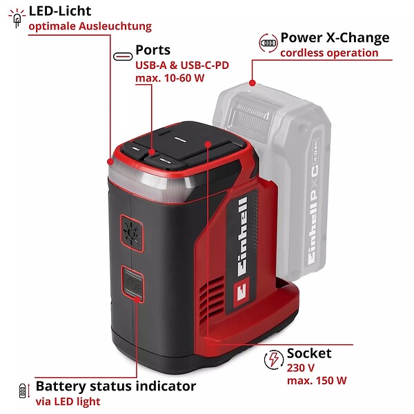 EINHELL - Station d'énergie portable – TC-ES 18/150/1 Li-Solo – 18V – Power X-Change – Einhell - large